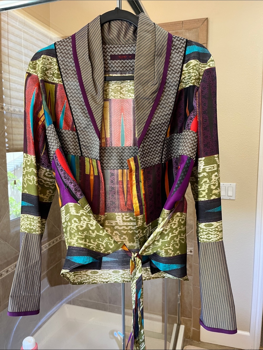 Etro Striped Multicolor Silk Jacket with Patterned Lining - Picture 5 of 5